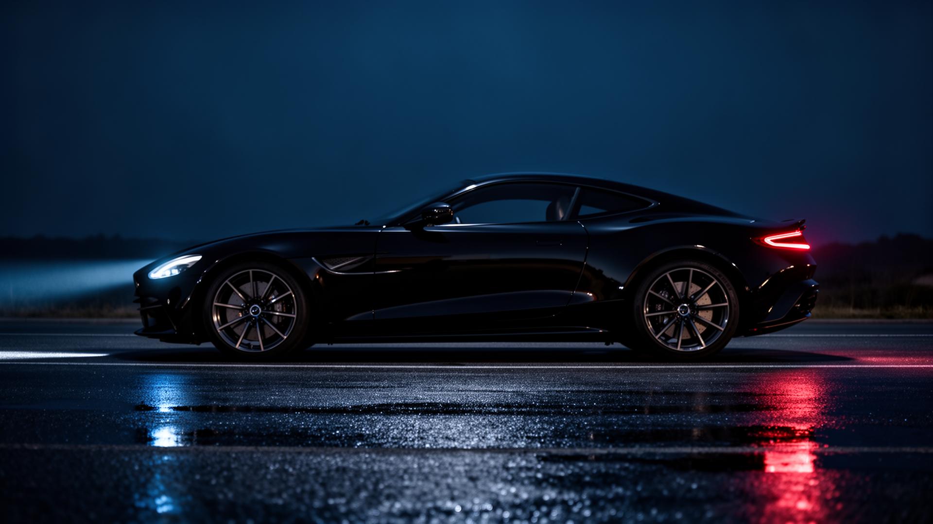 Carro esportivo em sessão cinematográfica
